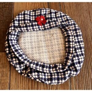 18" Doll Clothes Handmade Hat Plaid Blue for American Girl type Dolls Vtg